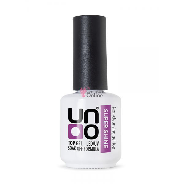 Top coat lucios pentru oja UV și fixare nail art, No Wipe, Uno Super Shine 15 ml